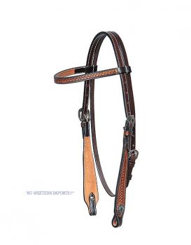TWO TONE HEADSTALL, BASKET TOOLED
